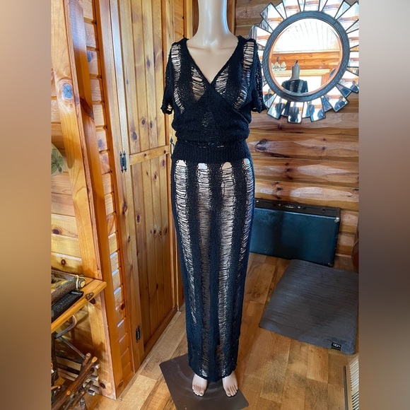 SHEIN Blue Sleeveless V-Neck Maxi‎ Skirt and Top Set - Picture 1 of 10